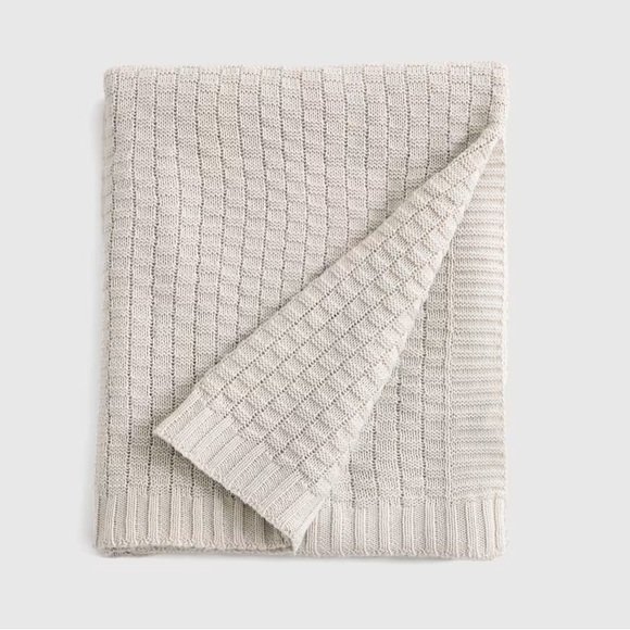 NWT QUINCE Cotton Cashmere Knit Blanket 50x60 Light Grey 7920